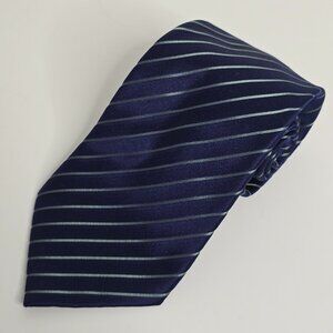 Donald J Trump Signature Collection Tie Mens Blue Silver Striped Gold Bar Silk